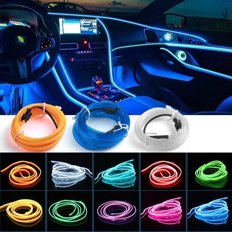 Led El Wire - 1M/3M/5M 자동차 인테리어 Led 장식 램프